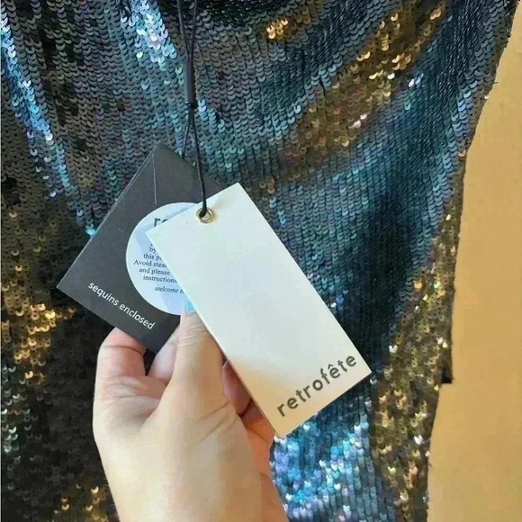 NWT Retrofete Michelle Sequined Colorbrock Crop Top - Picture 6 of 13